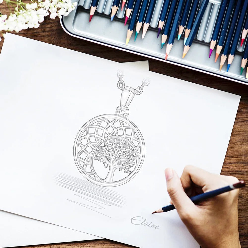 Arbre de vie collier argent dessin