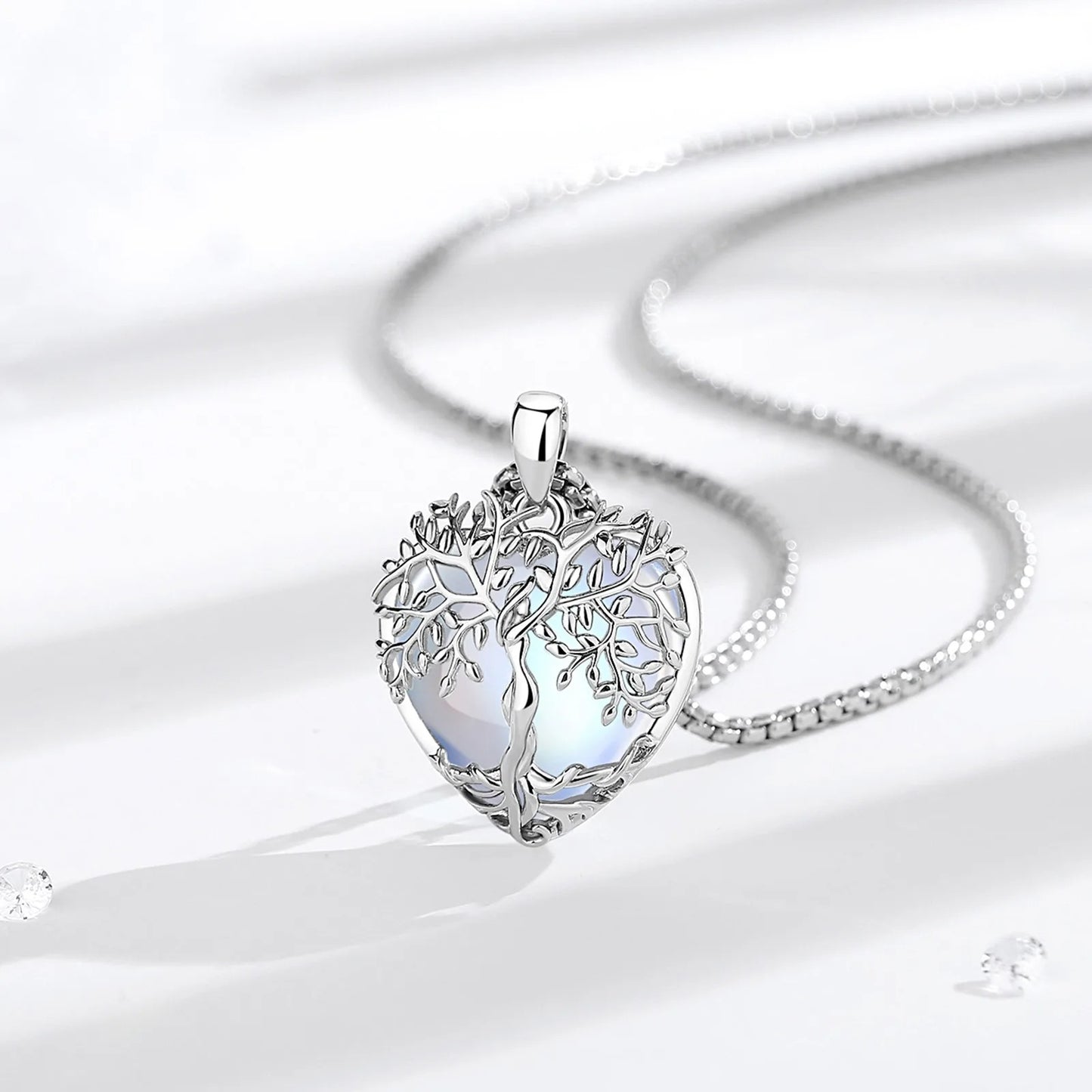 Arbre de vie collier coeur clair
