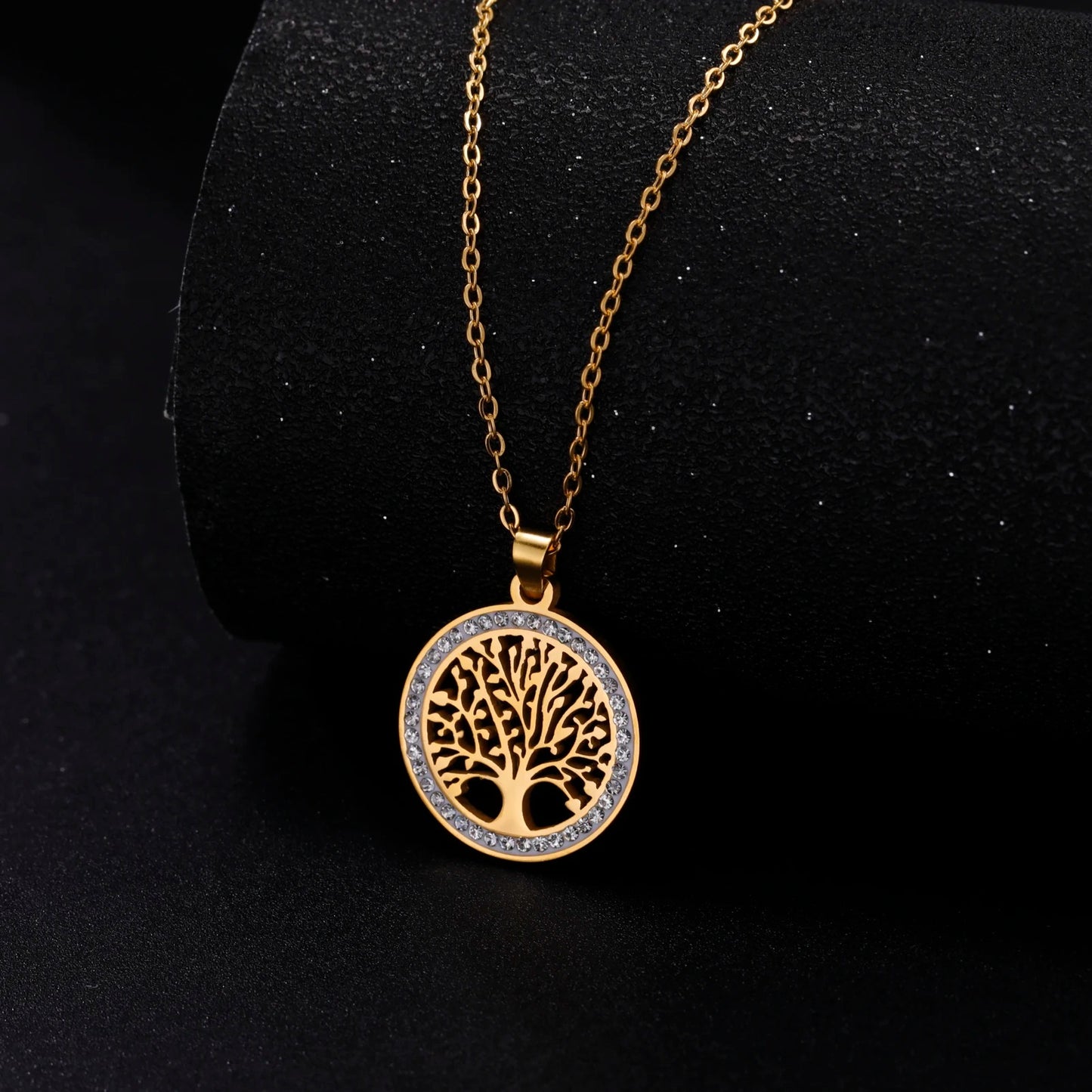 Arbre de vie collier presentoir or