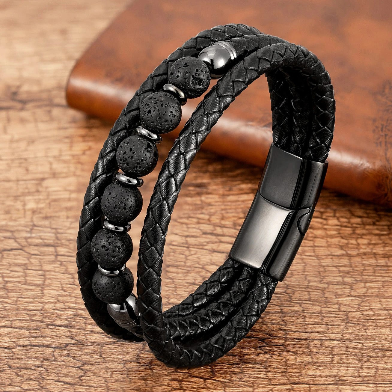 Bracelet Homme - Force Elémentaire pierre de lave