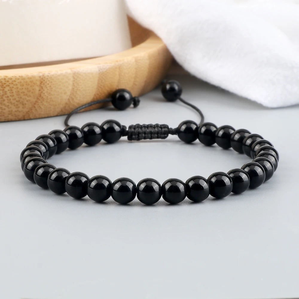 Bracelet pierre naturelle Obsidienne Noire 6mm