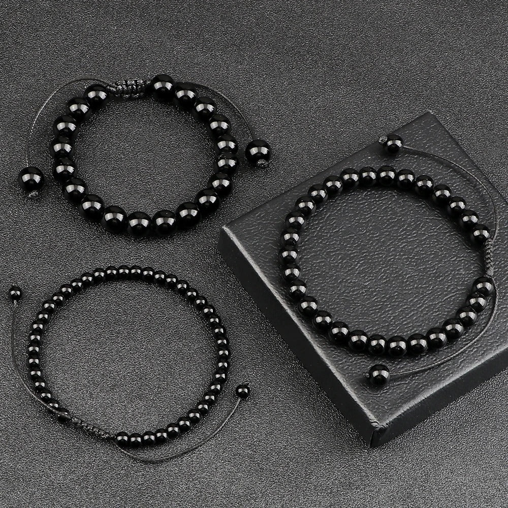 Bracelet pierre naturelle Obsidienne Noire trio