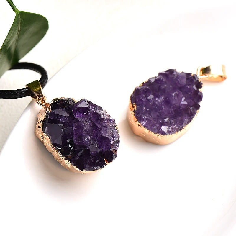 Pendentif Amethyste Brute Elegance Naturelle duo