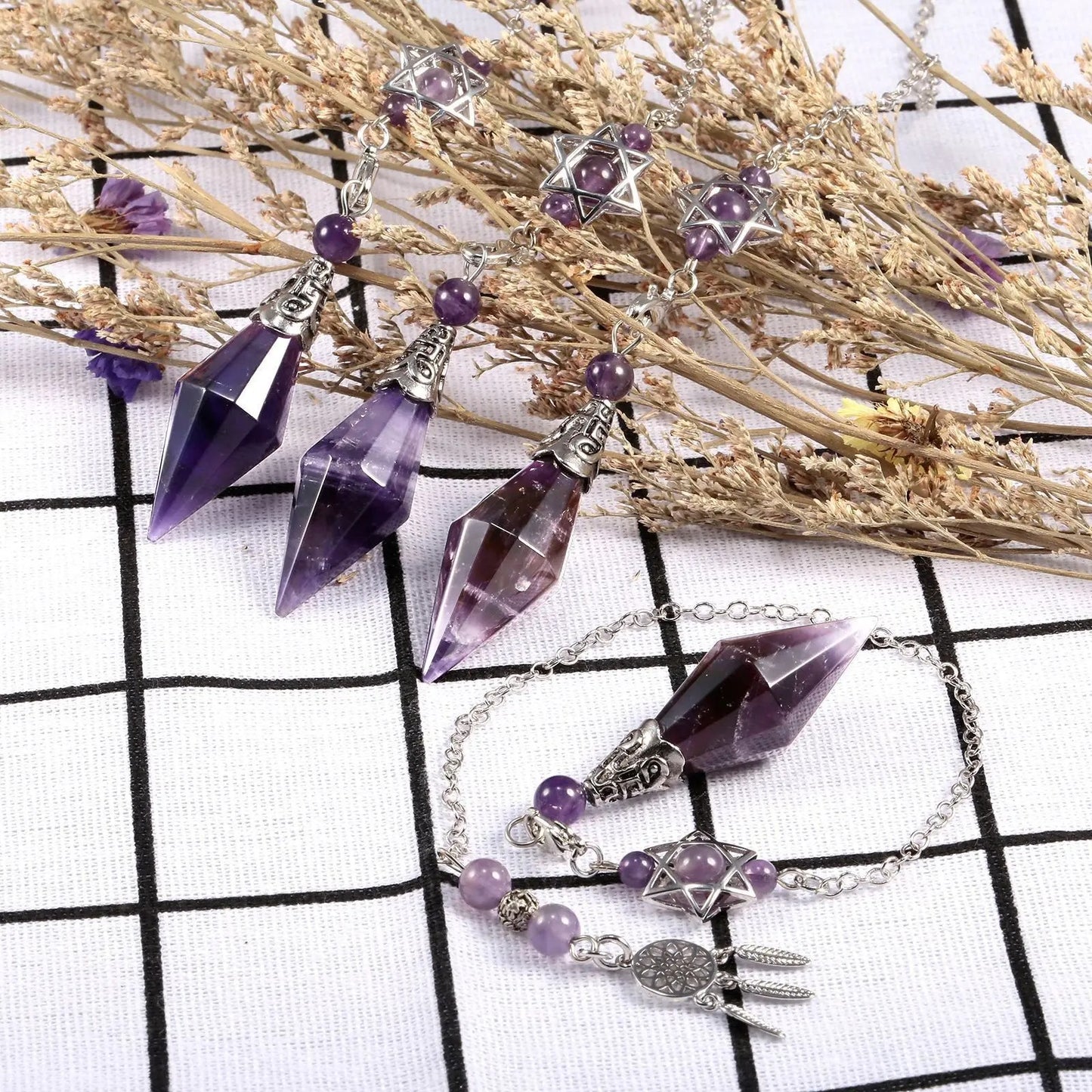 Pendule Divinatoire Alliance Sacree trio amethyste
