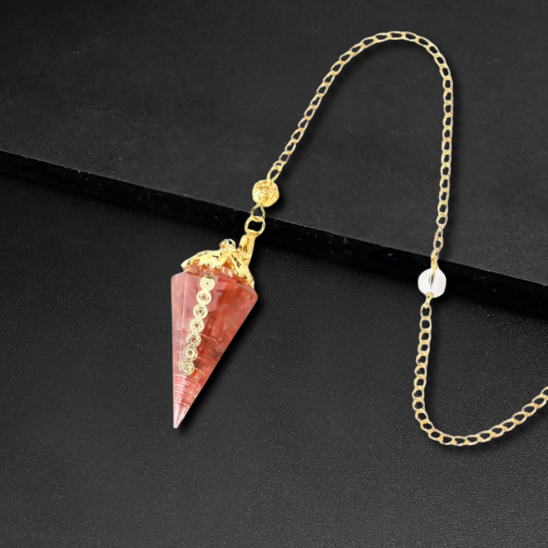 Pendule Oui Non Alchimie et Reponses Intuitives agate rouge