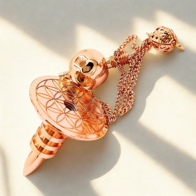 Pendule fleur de vie or rose