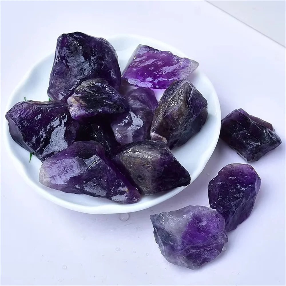 Pierre naturelle amethyste brute coupelle