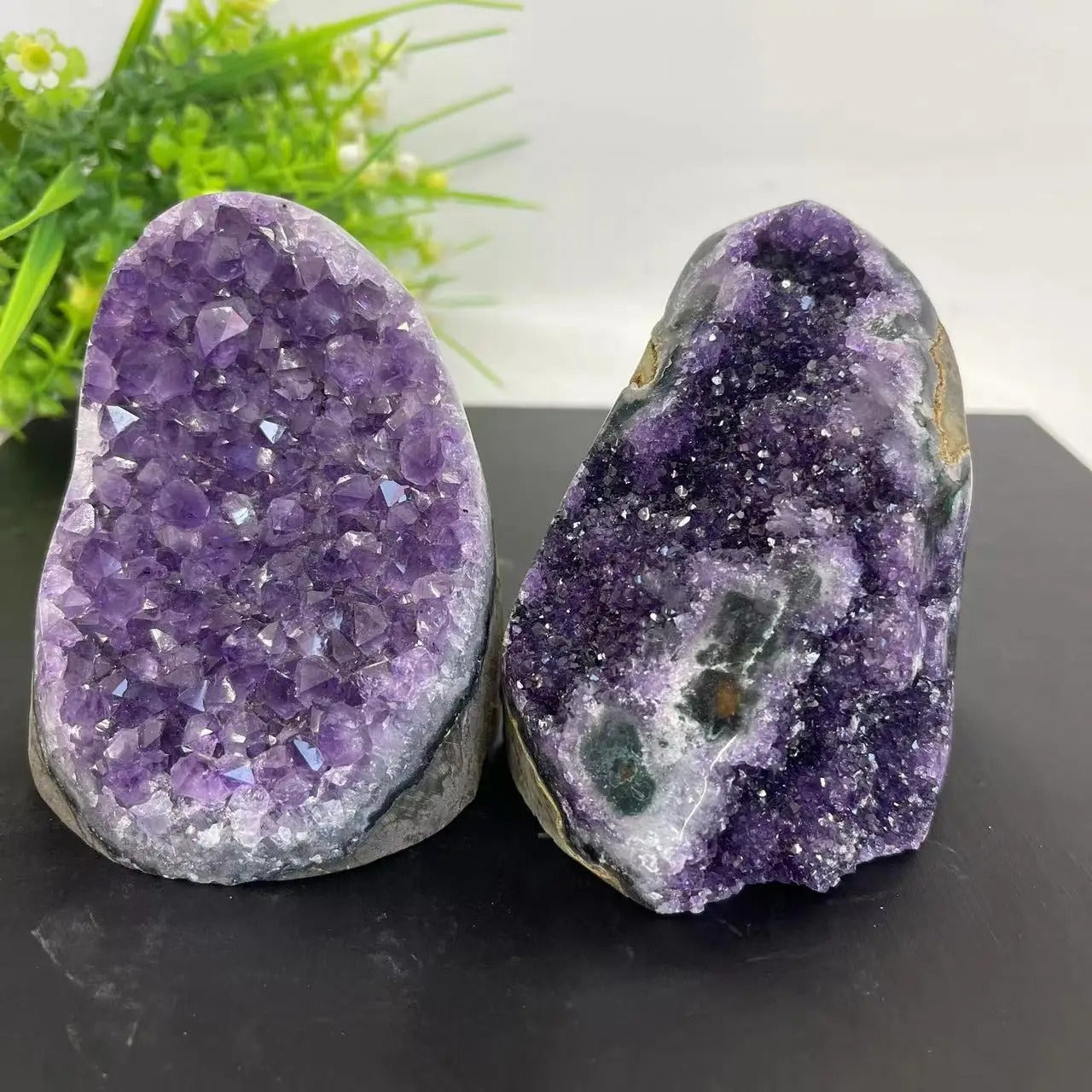 Pierre naturelle geode amethyste duo