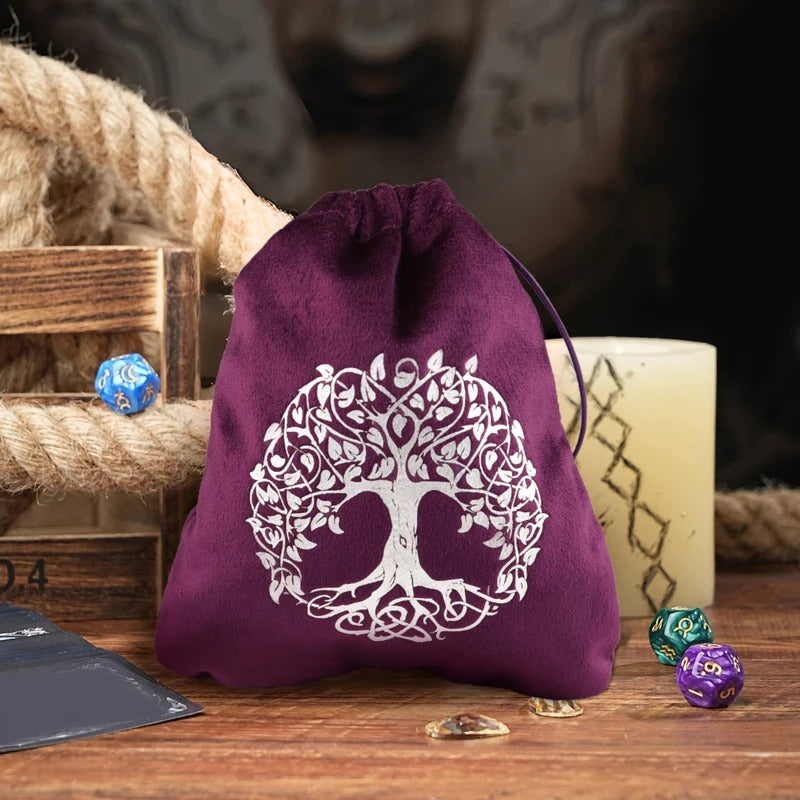 Pochette esoterique en velours variante arbre