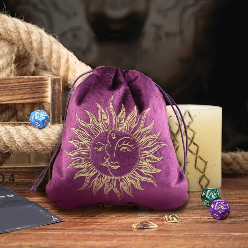 Pochette esoterique en velours variante soleil
