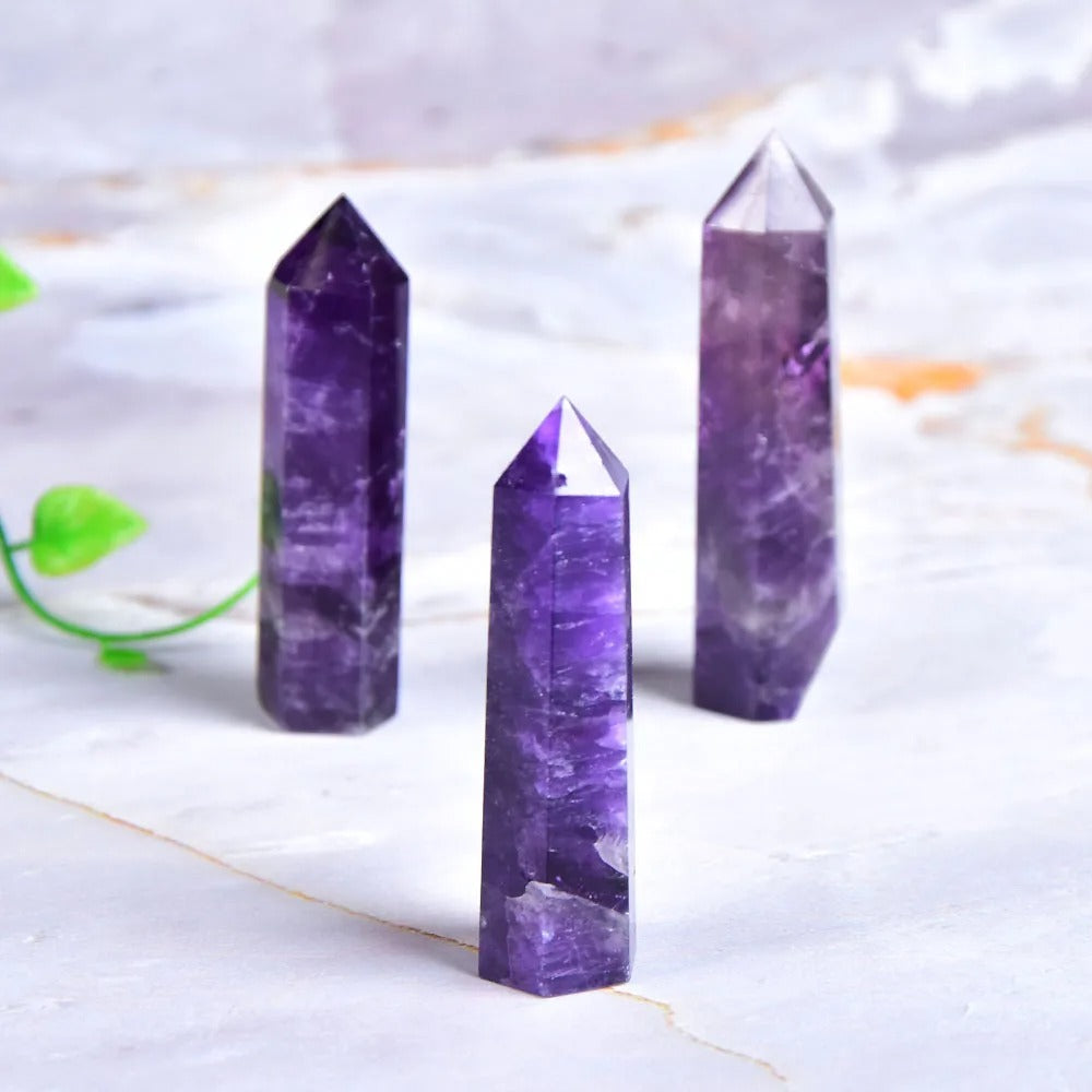 Pointe amethyste naturelle trio