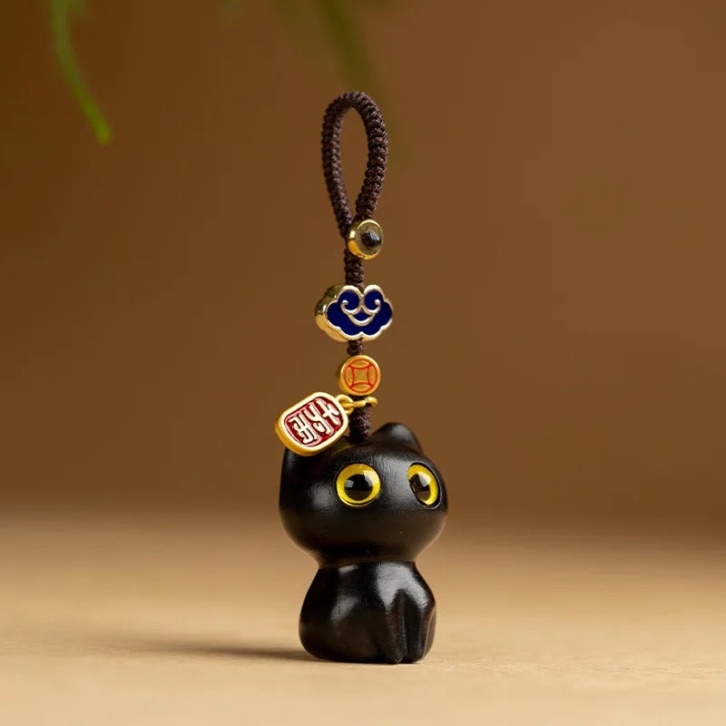 Porte clef chat porte bonheur noir