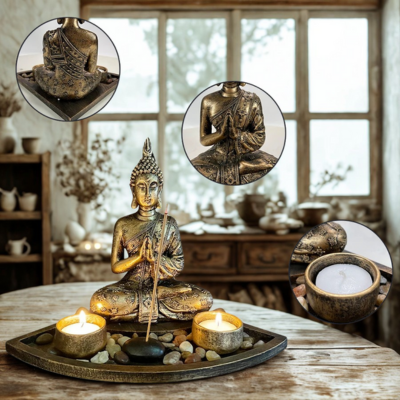 Statue bouddha lumiere et encens description