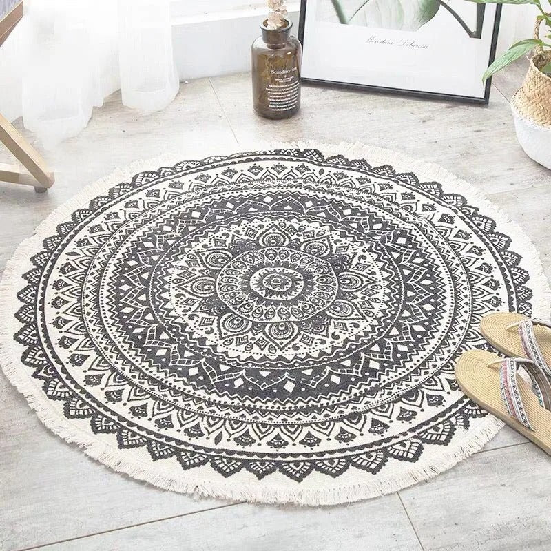 Tapis mandala noir