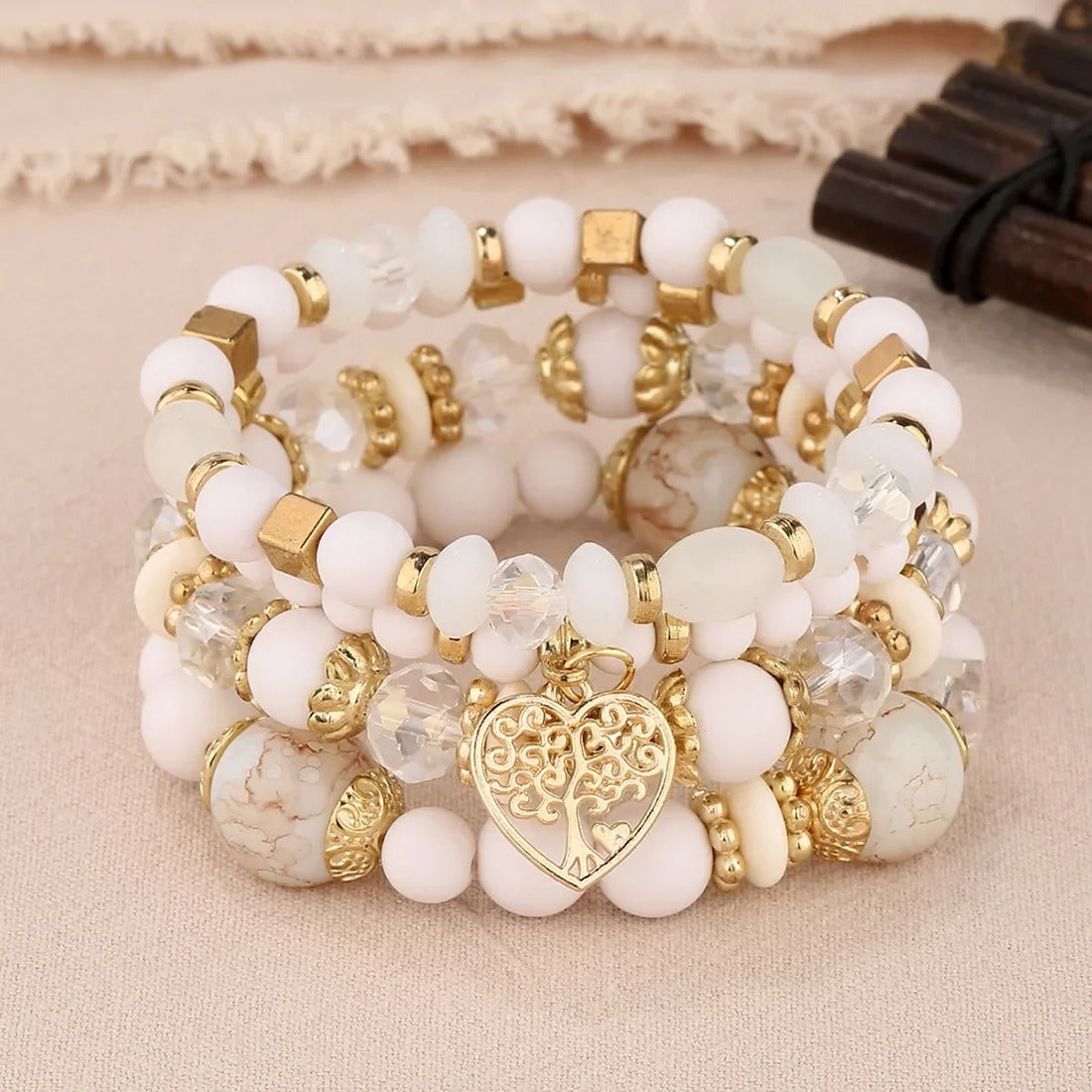 arbre de vie bracelet breloque blanc