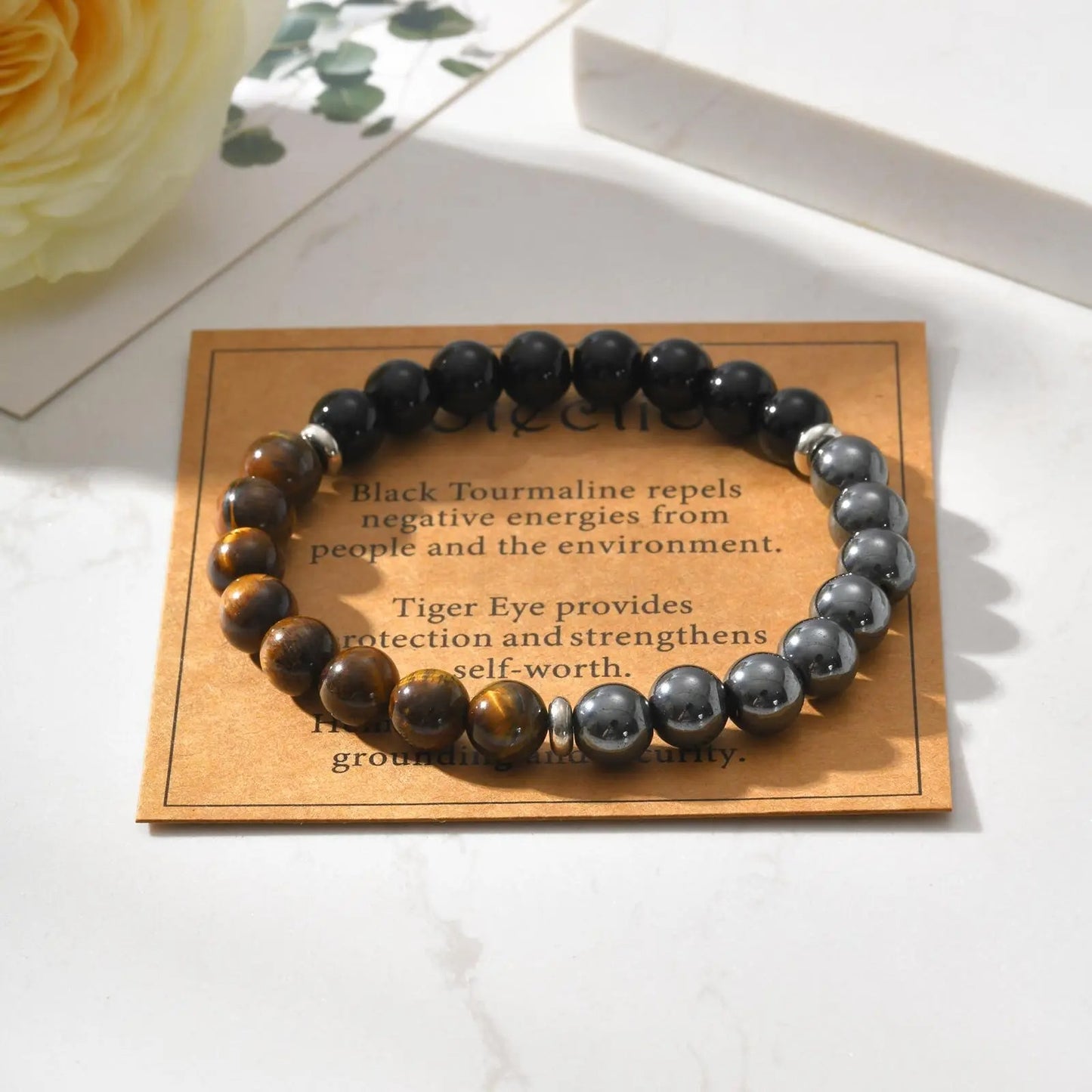 bracelet triple protection pierres naturelles