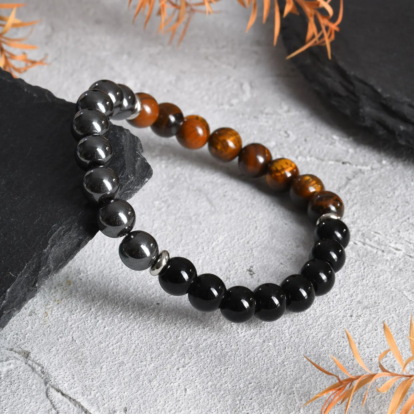 bracelet triple protection pierres naturelles presentation