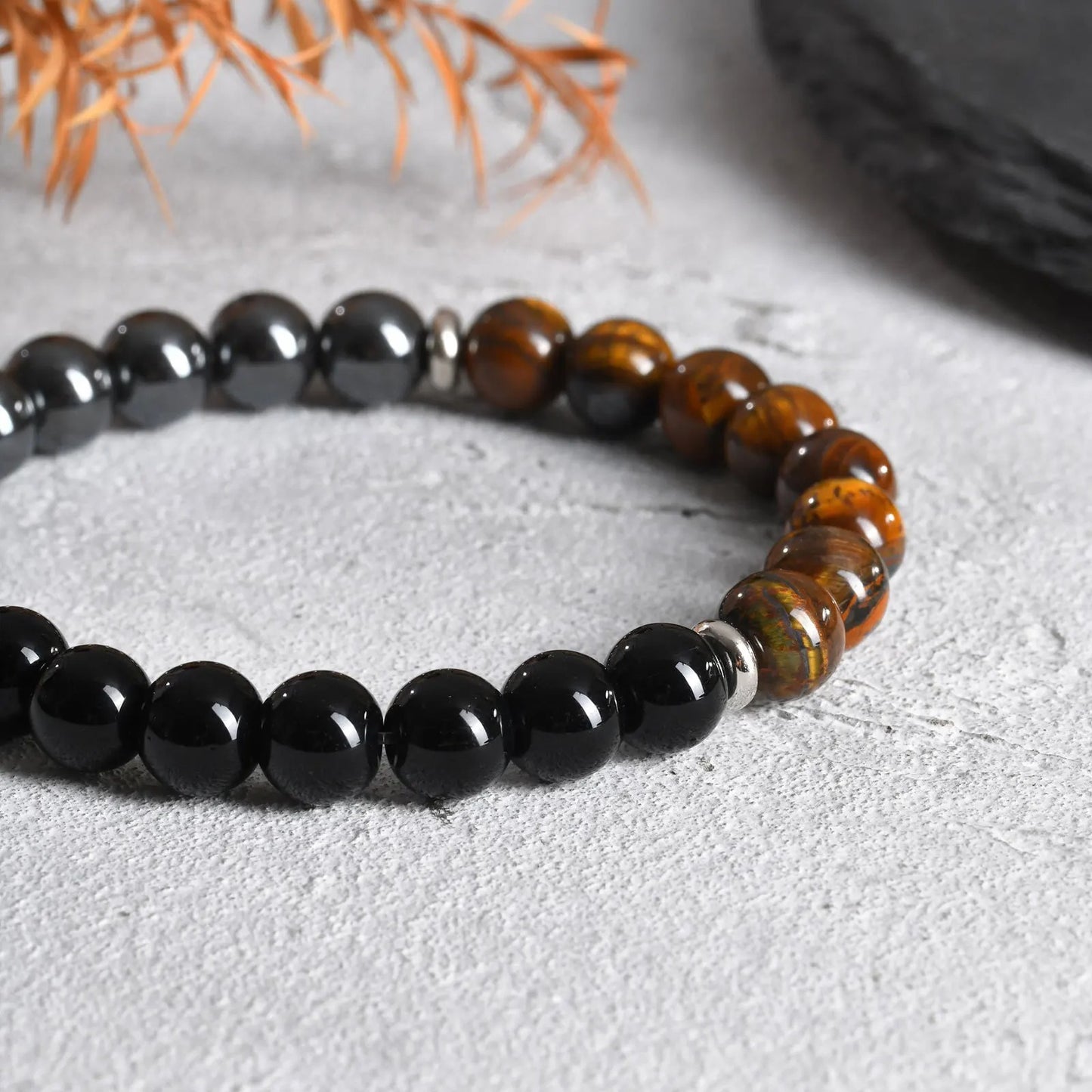 bracelet triple protection pierres naturelles zoom