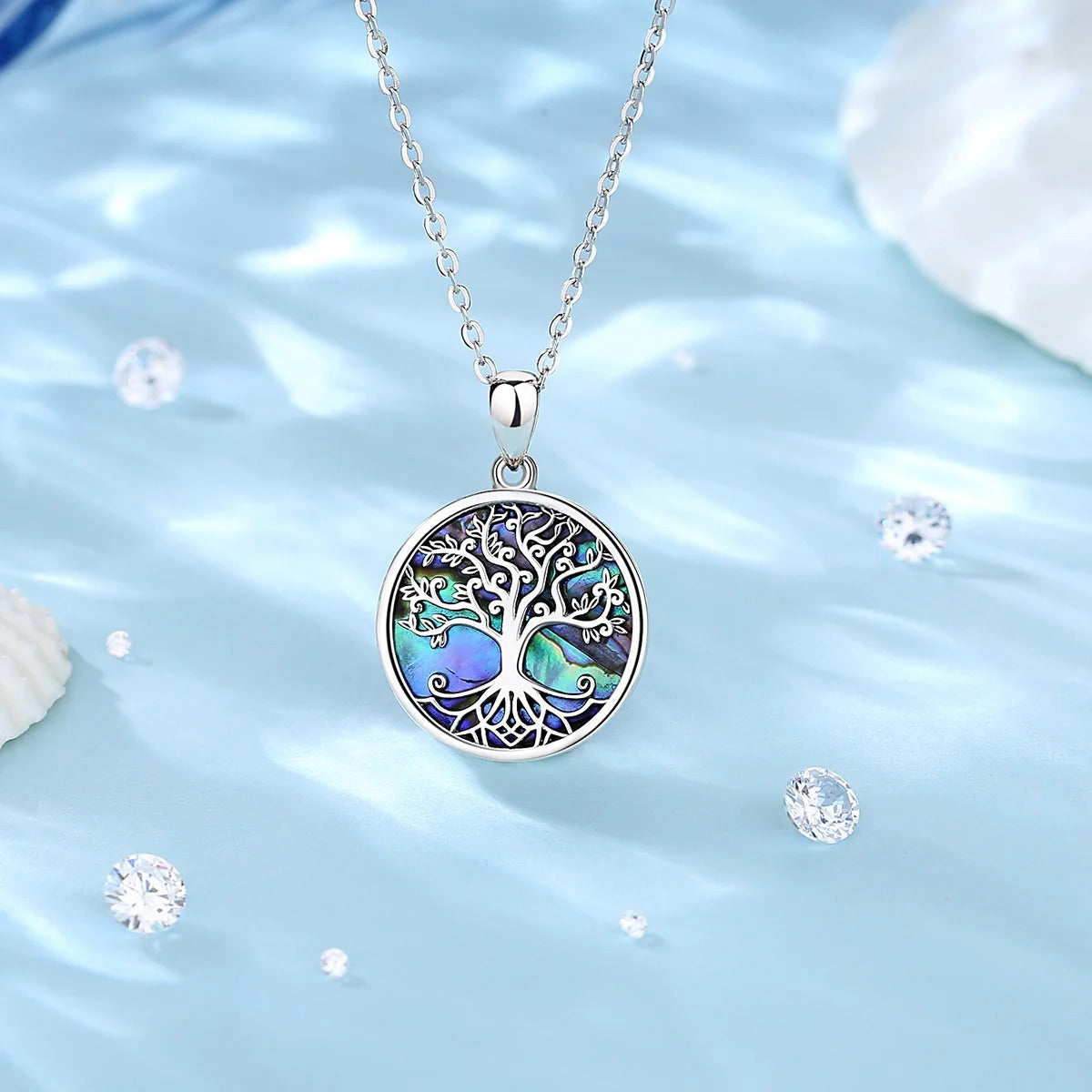 collier arbre de vie nacre ormeau blanc
