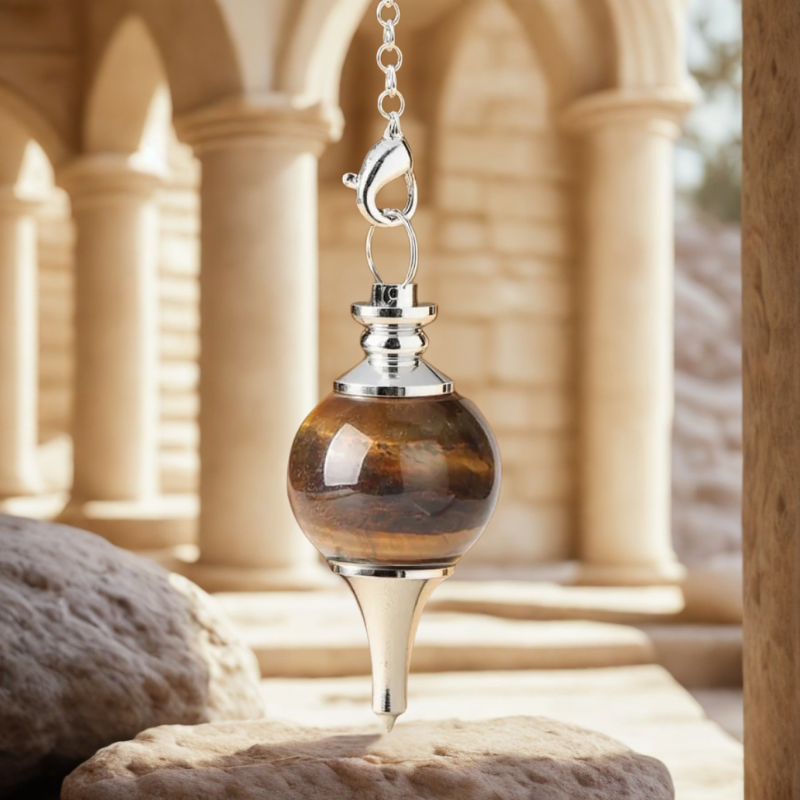 pendule oui non sphere oeil de tigre