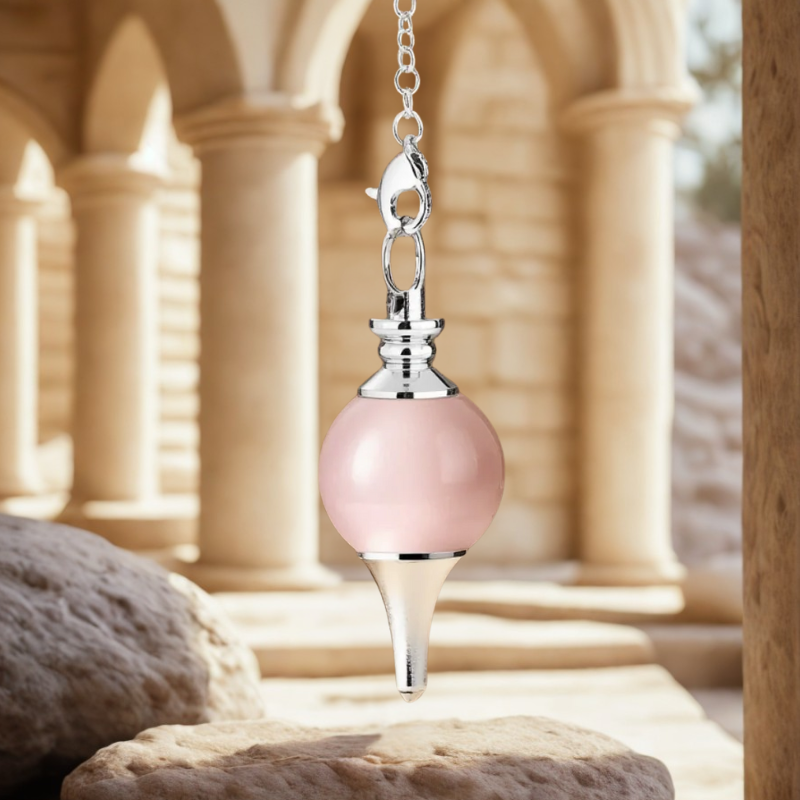 pendule oui non sphere quartz rose