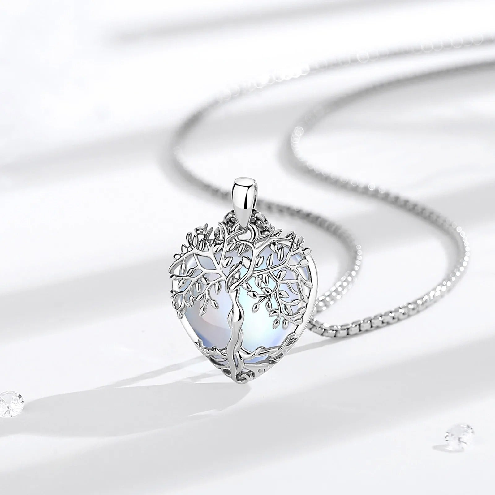Arbre de vie collier coeur clair