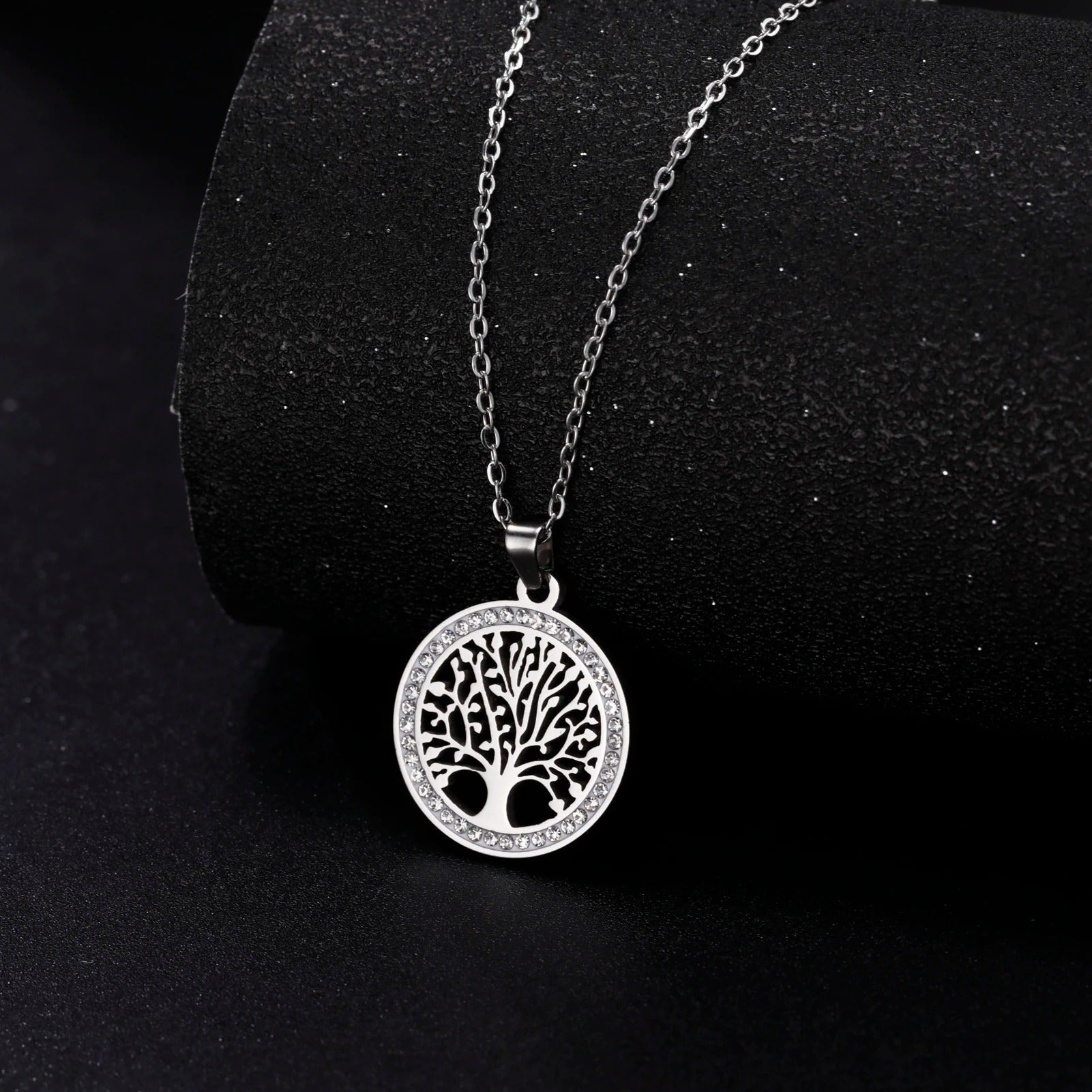 Arbre de vie collier presentoir argent