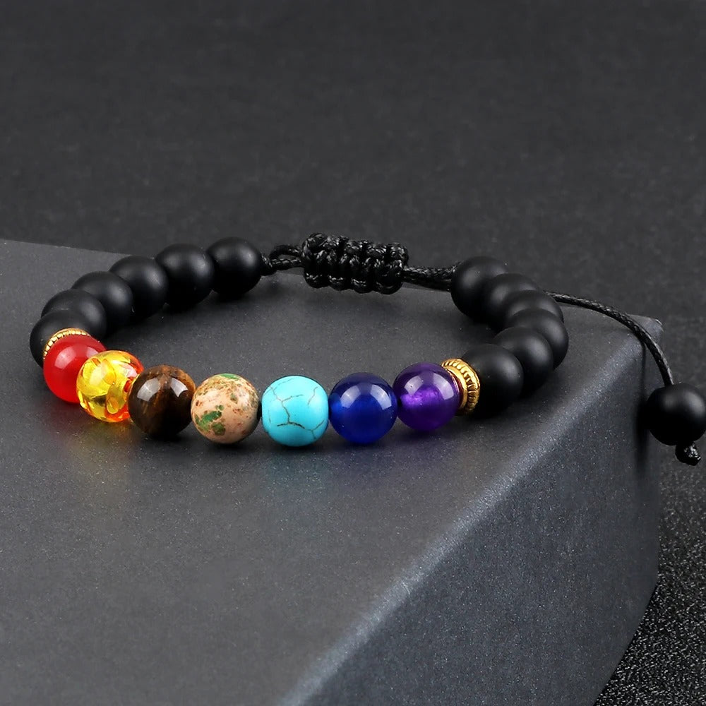 Bracelet 7 Chakra Alignement interieur variante noir mat