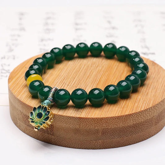 Bracelet Agate Verte Paix interieur de profil