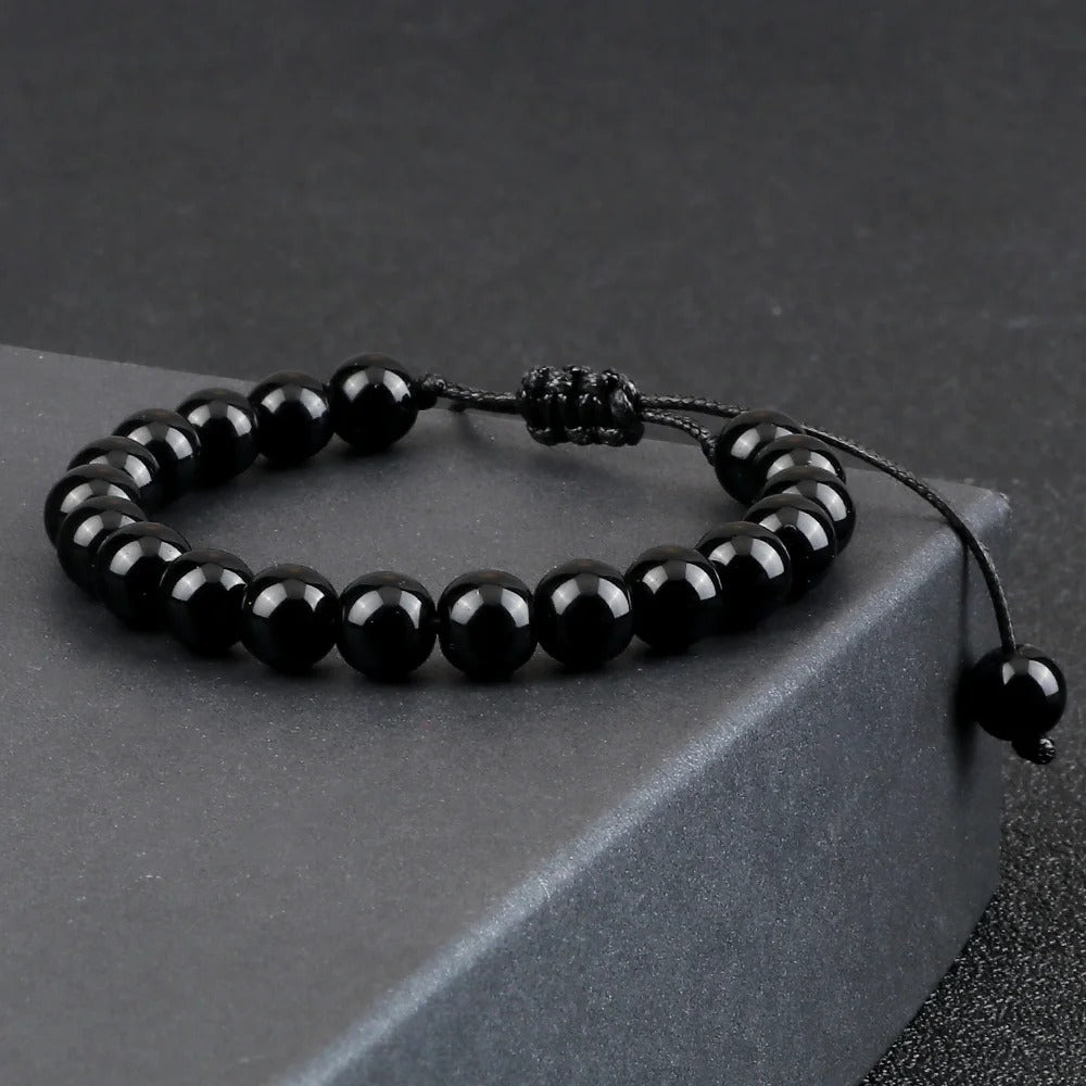 Bracelet pierre naturelle Obsidienne Noire 8mm