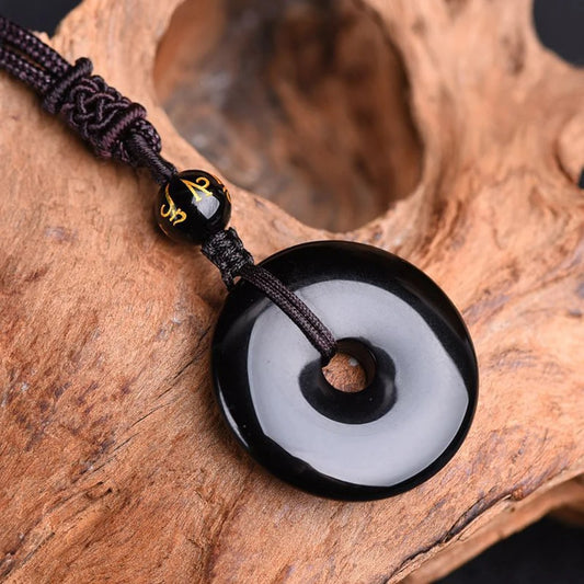 COLLIER DONUT OBSIDIENNE NOIRE
