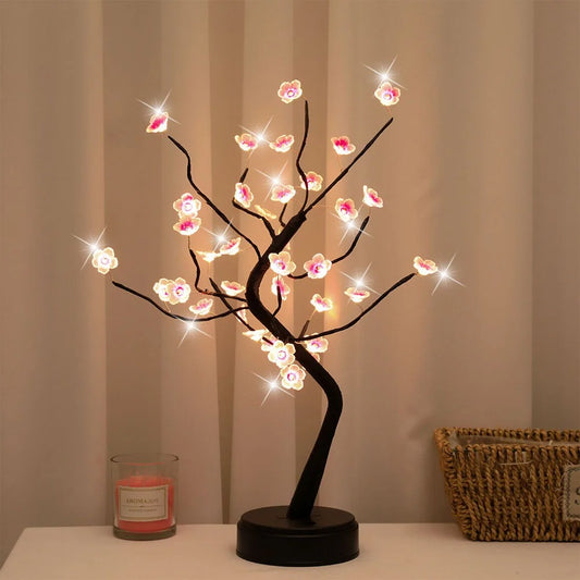 Lampe led arbre rose