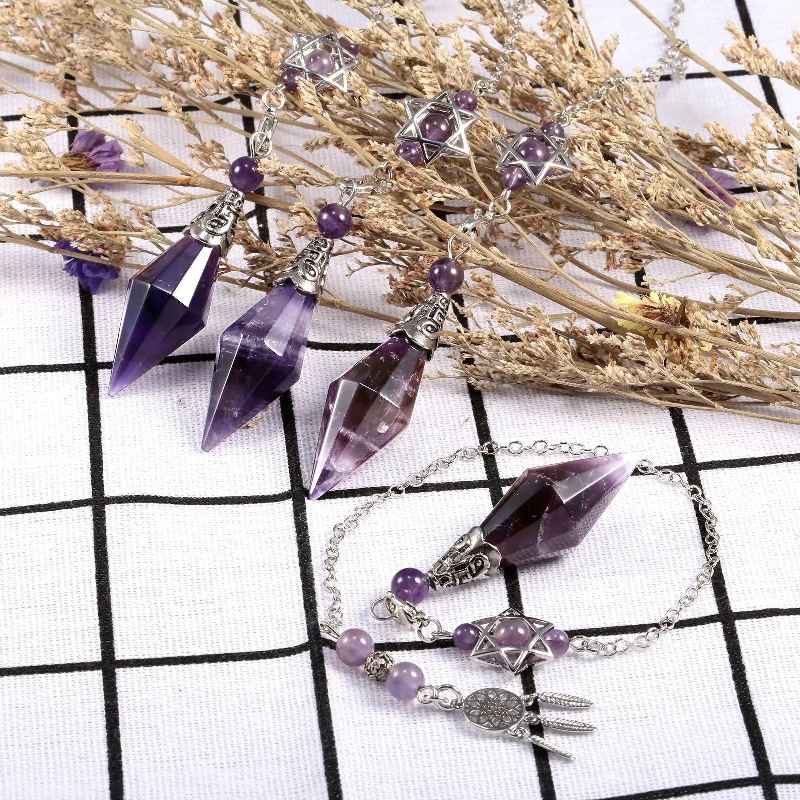 Pendule Divinatoire Alliance Sacree trio amethyste