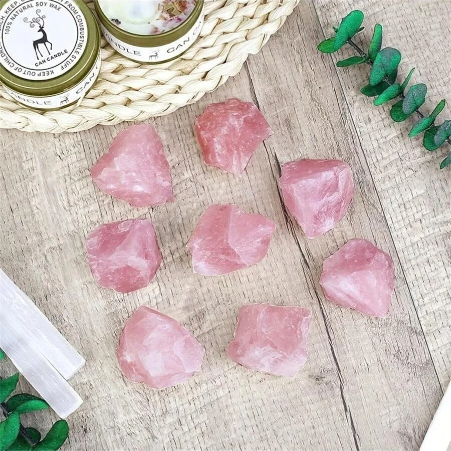 Pierre naturelle quartz rose brut presentation