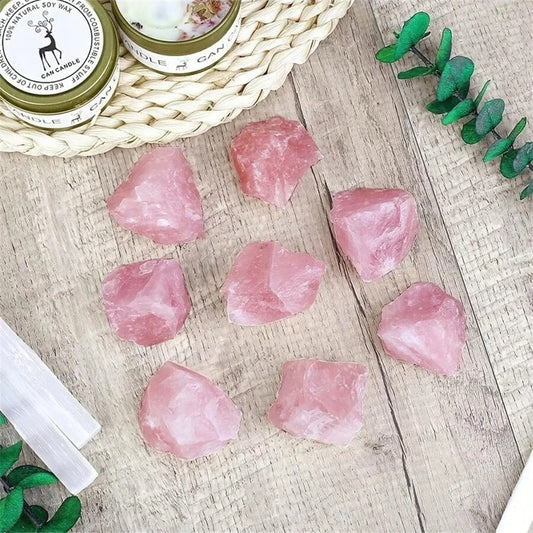 Pierre naturelle quartz rose brut presentation