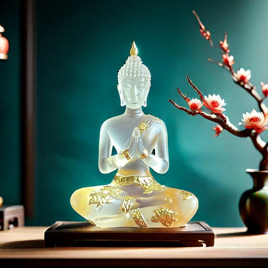 Statue Bouddha Paix et Lumiere Interieure variante cristal clair