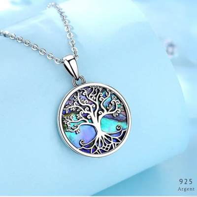 collier arbre de vie nacre ormeau presentation